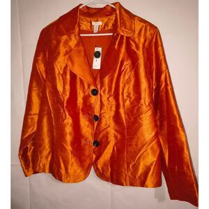 Chico's single breasted w collar lapels burnt orange/tangerine SIZE 3 US XL (16)